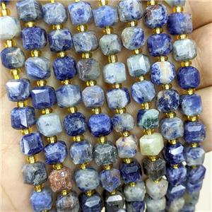 Natural Blue Sodalite Beads Faceted Cube, approx 6-7mm