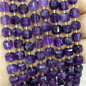 Natural Purple Amethyst Beads Faceted Cube, approx 6-7mm