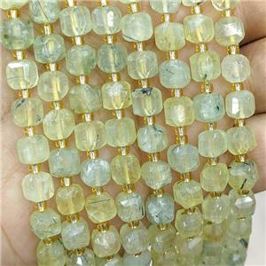 Natural Green Prehnite Beads Faceted Cube, approx 6-7mm