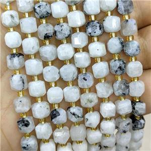 Natural White Moonstone Beads B-Grade Faceted Cube, approx 6-7mm