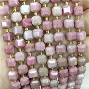 Natural Pink Wood Lace Jasper Beads Faceted Cube, approx 6-7mm