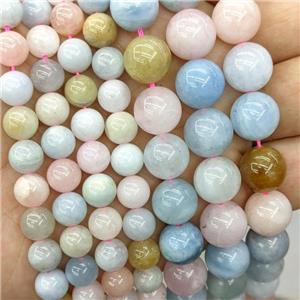 Natural Morganite Beads Multicolor Smooth Round, approx 10mm dia
