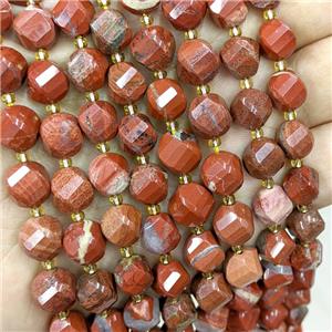 Natural Red Jasper Twist Beads S-Shape Faceted, approx 9-10mm
