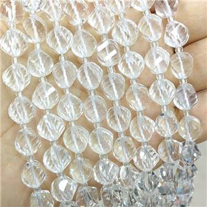 Natural Clear Quartz Twist Beads S-Shape Faceted, approx 9-10mm