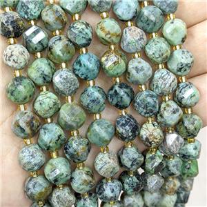 Natural Green African Turquoise Twist Beads S-Shape Faceted, approx 9-10mm