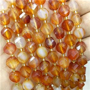 Natural Agate Twist Beads S-Shape Faceted Red Dye, approx 7-8mm