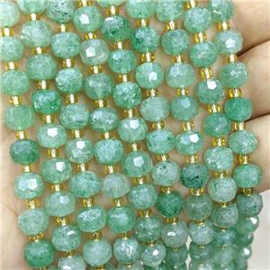 Natural Green Strawberry Quartz Beads Faceted Rondelle, approx 6-8mm