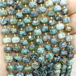 Natural Green African Turquoise Beads Faceted Rondelle, approx 6-8mm