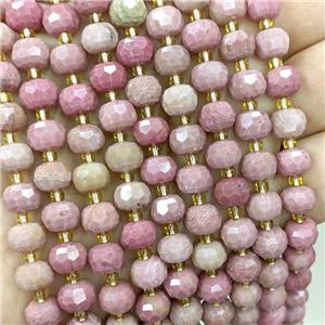 Natural Pink Wood Lace Jasper Beads Faceted Rondelle, approx 6-8mm
