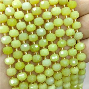 Natural Lemon Jade Beads Faceted Rondelle Olive, approx 6-8mm