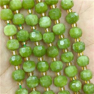 Natural Chinese Nephrite Jade Beads Faceted Rondelle Green, approx 6-8mm