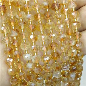 Natural Citrine Beads Faceted Rondelle Yellow, approx 6-8mm