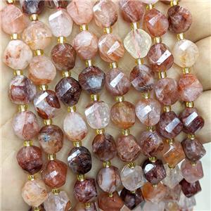Natural Red Hematoid Quartz Twist Beads S-Shape Faceted, approx 7-8mm