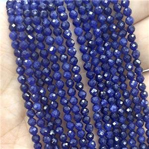 Natural Blue Sodalite Beads Tiny A-Grade Faceted Round, approx 2mm