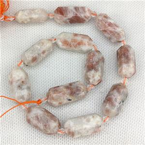 Natural Peach Sunstone Bullet Beads, approx 13-27mm, 12pcs per st