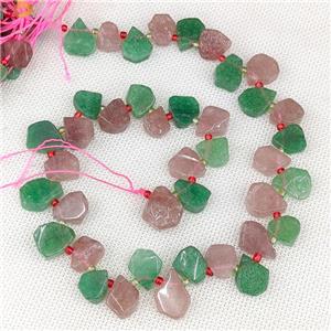 Strawberry Quartz Teardrop Beads Mixed Color Topdrilled, approx 9-14mm