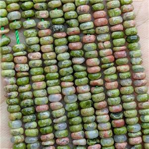Natural Unakite Beads Smooth Rondelle, approx 4mm