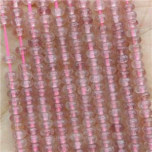 Natural Pink Strawberry Quartz Beads Smooth Rondelle, approx 4mm