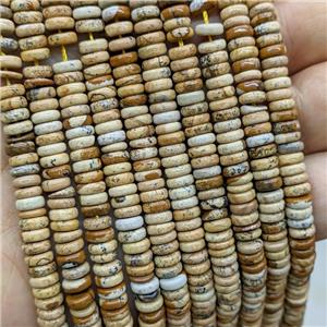 Natural Picture Japser Heishi Spacer Beads, approx 6mm