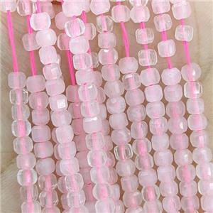 Natural Pink Rose Quartz Beads Faceted Cube, approx 3mm