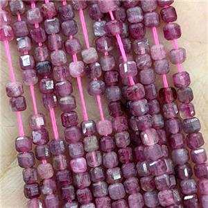 Natural Red Tourmaline Beads Faceted Cube, approx 2.5mm