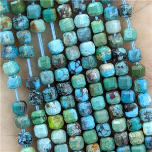 Natural Chinese Hubei Turquoise Beads Teal Faceted Cube, approx 3mm