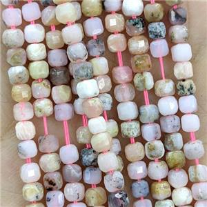 Natural Pink Opal Beads B-Grade Faceted Cube, approx 3mm