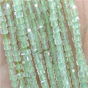 Natural Green Prehnite Beads A-Grade Faceted Cube, approx 2.5mm