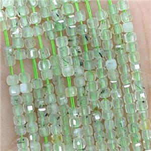 Natural Green Prehnite Beads Faceted Cube, approx 2.5mm