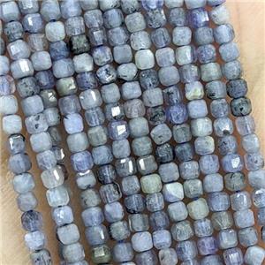 Natural Tanzanite Beads Blue Faceted Cube, approx 2.5mm
