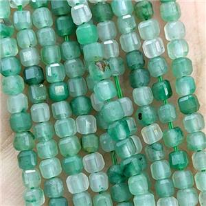 Natural Green Aventurine Beads Faceted Cube, approx 3mm