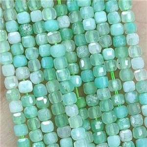 Natural Australian Chrysoprase Beads Green Faceted Cube, approx 2mm
