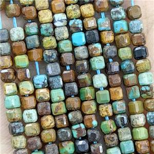Natural Chinese Turquoise Beads Multicolor Faceted Cube, approx 3mm