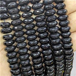 Black Onyx Agate Heishi Beads Faceted, approx 6x12mm