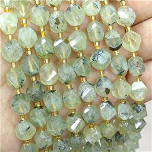 Natural Prehnite Twist Beads S-Shape Faceted Green, approx 9-10mm