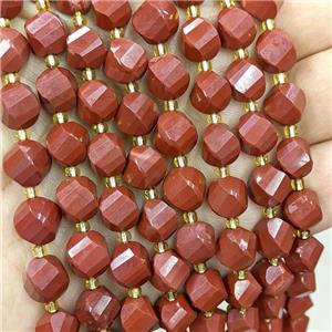 Natural Red Jasper Twist Beads S-Shape Faceted, approx 9-10mm