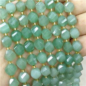 Green Aventurine Twist Beads S-Shape Faceted, approx 9-10mm