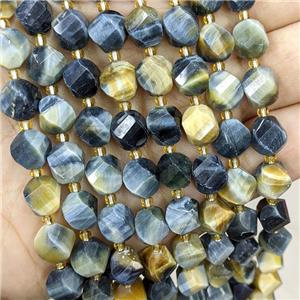 Fancy Tiger Eye Stone Twist Beads S-Shape Faceted, approx 9-10mm
