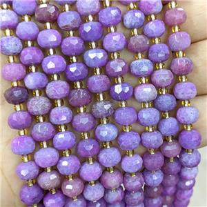 Natural Lepidolite Beads Purple Dye Faceted Rondelle, approx 6-8mm