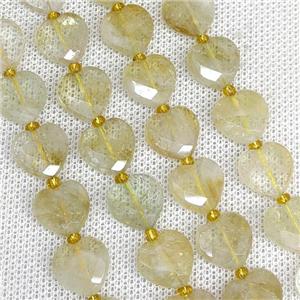 Natural Citrine Heart Beads Faceted, approx 12mm