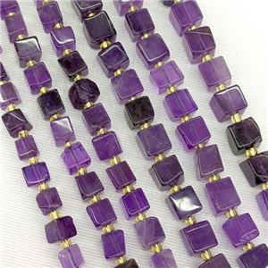 Natural Amethyst Beads Purple Cube, approx 8-10mm