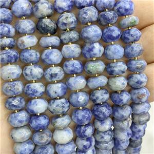 Natural Blue Dalmatian Jasper Beads Faceted Rondelle, approx 9-11mm