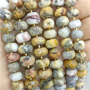 Natural Yellow Crazy Lace Agate Beads Faceted Rondelle, approx 9-11mm
