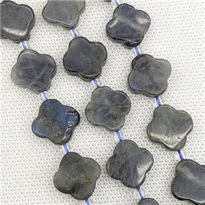 Natural Labradorite Clover Beads, approx 18mm