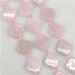 Natural Pink Rose Quartz Clover Beads, approx 18mm