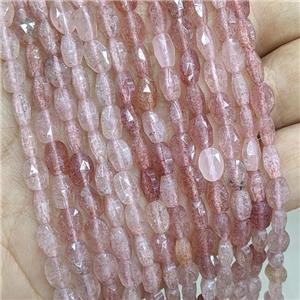 Natural Pink Strawberry Quartz Beads Faceted Oval, approx 6-8mm