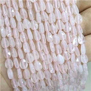 Natural Pink Rose Quartz Teardrop Beads Faceted, approx 6-8mm