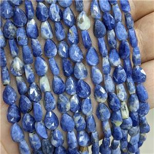 Natural Blue Sodalite Teardrop Beads Faceted, approx 6-8mm