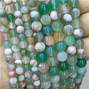 Natural Cherry Sakura Agate Beads Green Dye Smooth Round, approx 8mm dia