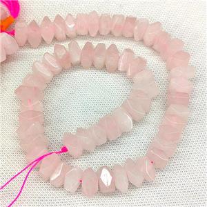 Pink Rose Quartz Spacer Beads Faceted Square, approx 12mm